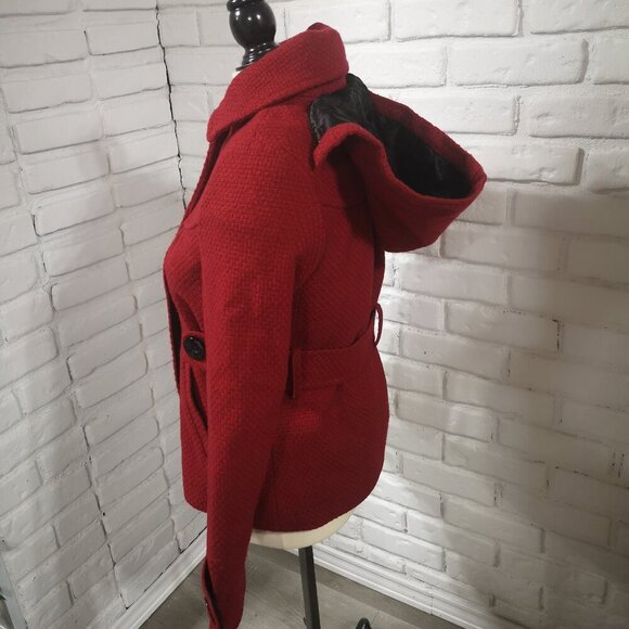 RW&CO. Ladies Size XS Red Lined Button Front Removable Hood Jacket - Picture 7 of 11